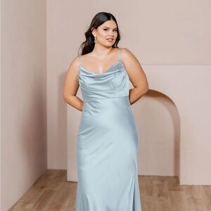 Revelry Skye Satin Bridesmaid Dress in Sky Blue